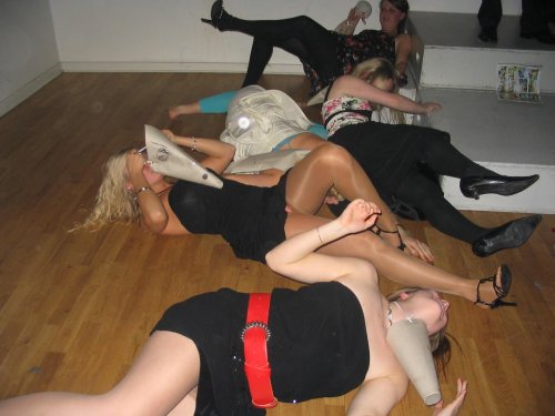 Drunk girls in pantyhose