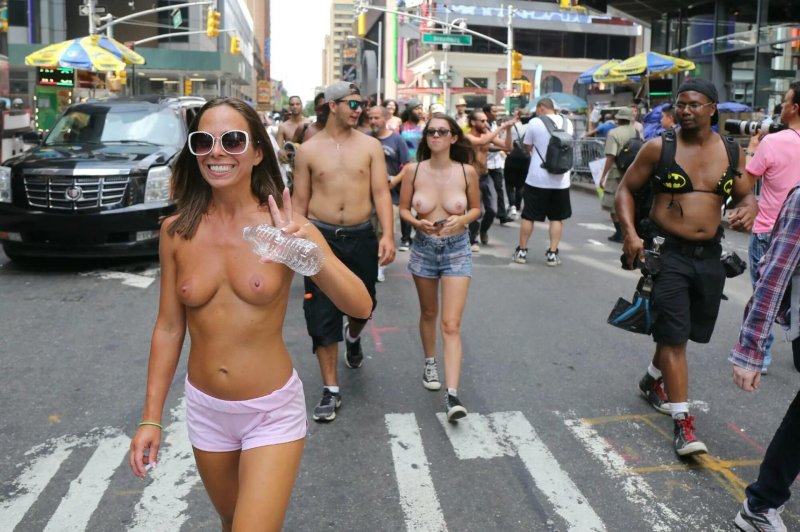 Topless on the street
