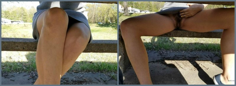 Masturbation on the street without panties