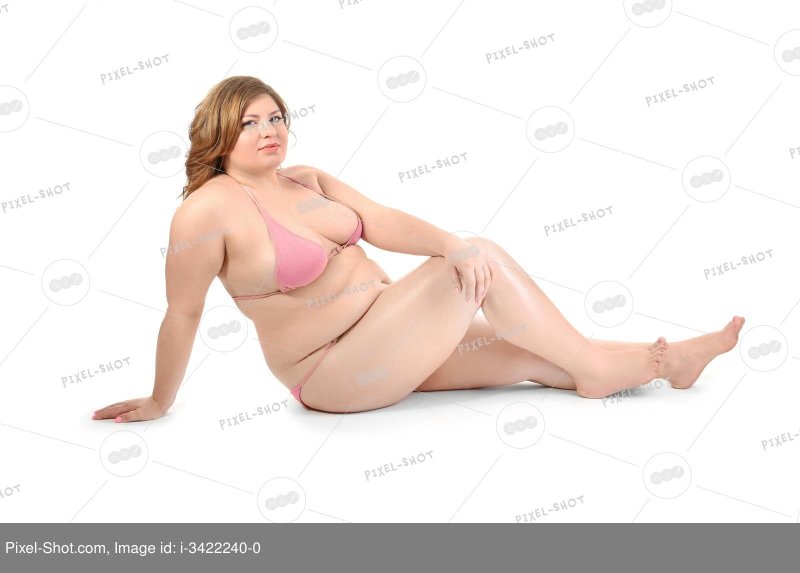 Fat woman in underwear
