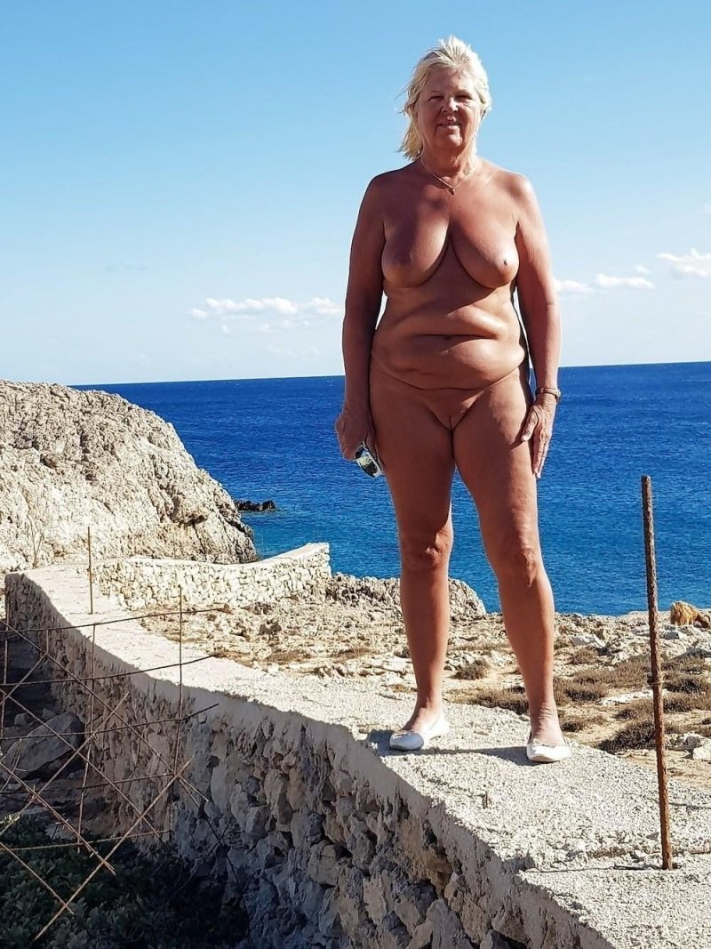 Old women nudist on the beach