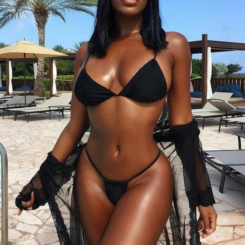 Black girl in a swimsuit