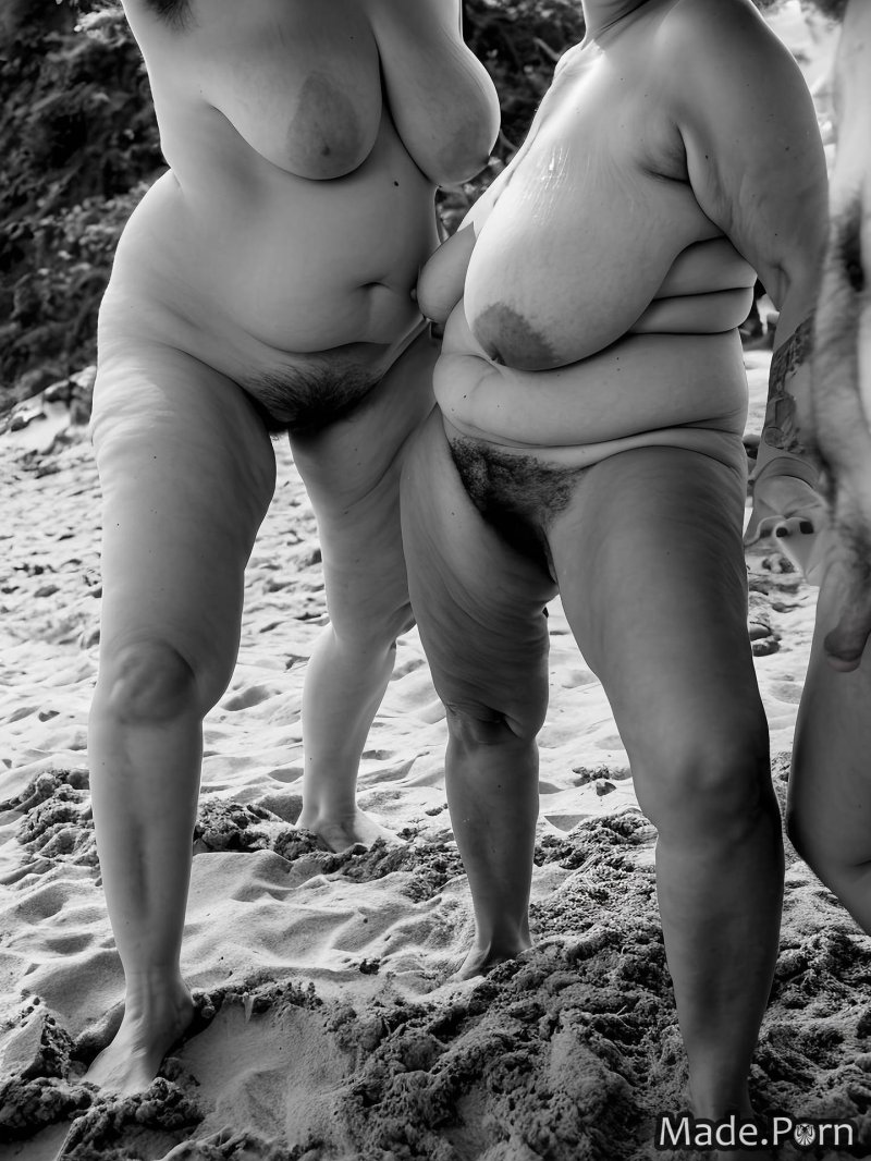 Naked fat on the beach