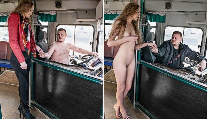 Naked women on the bus