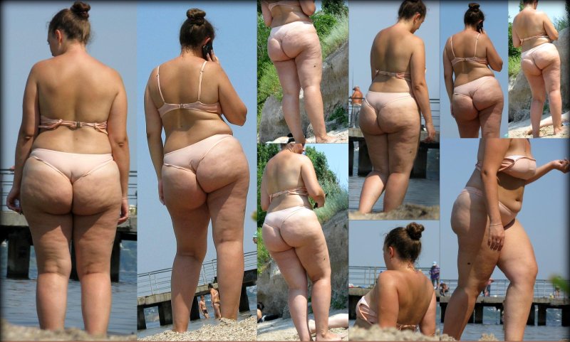 Cellulite butt on the beach
