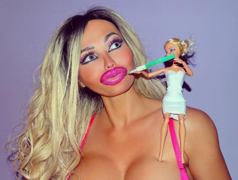 Beautiful girls with pumped lips