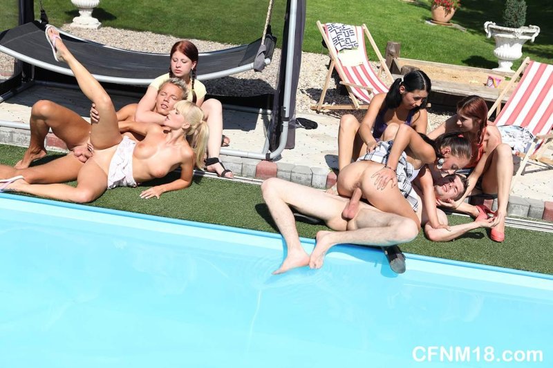 Orgy near the pool