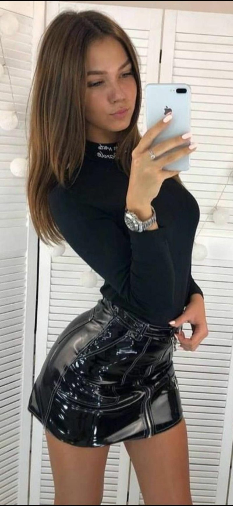 Leather mini skirt