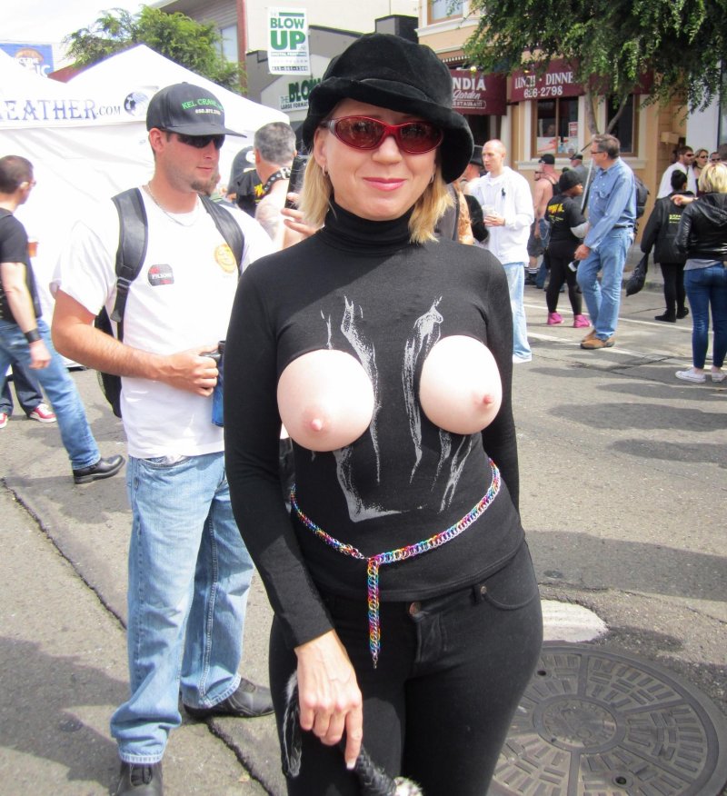 Huge boobs in public