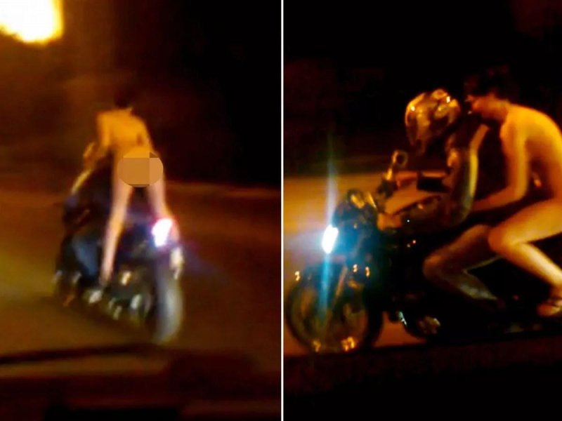 Naked girl on a motorcycle
