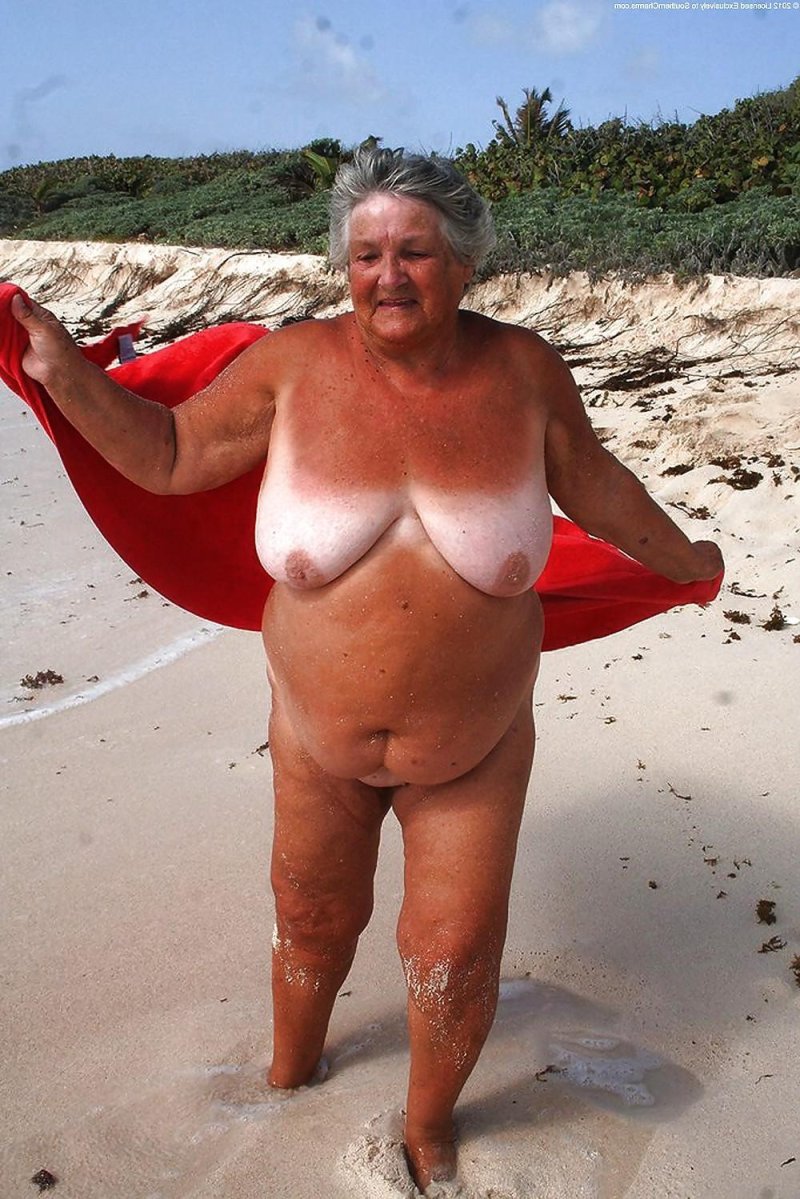 Naked old women on the beach