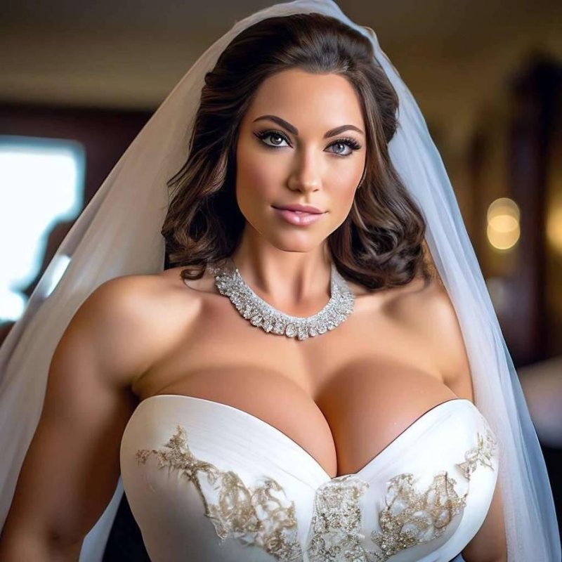 Bride with big breasts