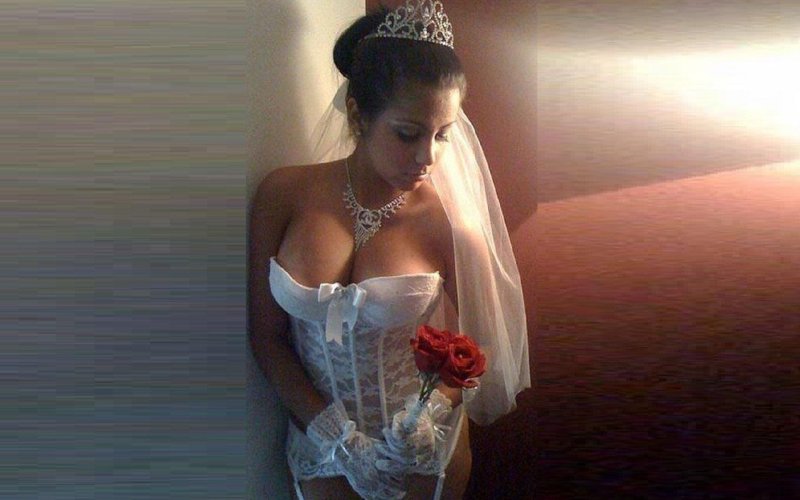 Tits in a wedding dress