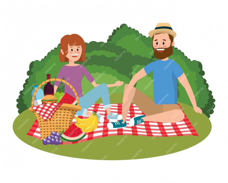 People on a picnic vector