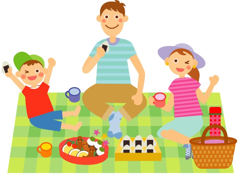 Family on a picnic drawing