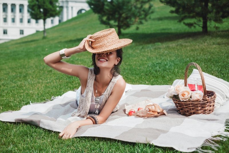 Photo session in the style of a picnic nature