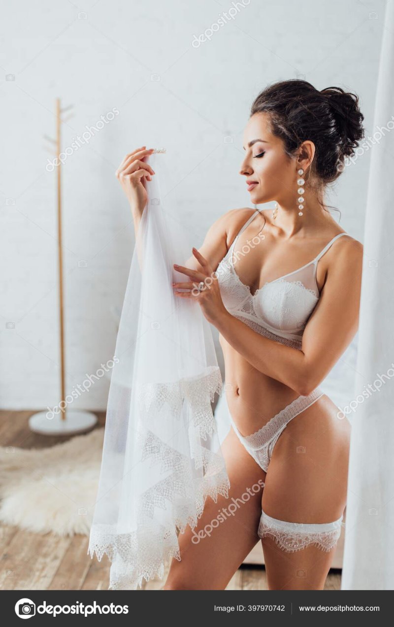 Bride in underwear