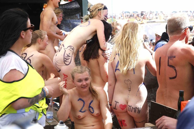 Naked girls on Roskilde Run Festival