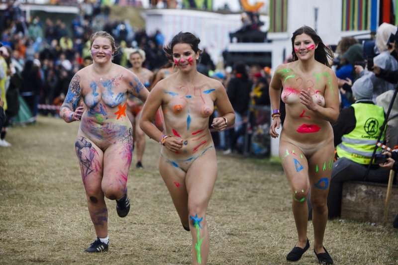 Festival parade of naked women