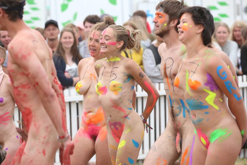 Festival parade of naked women