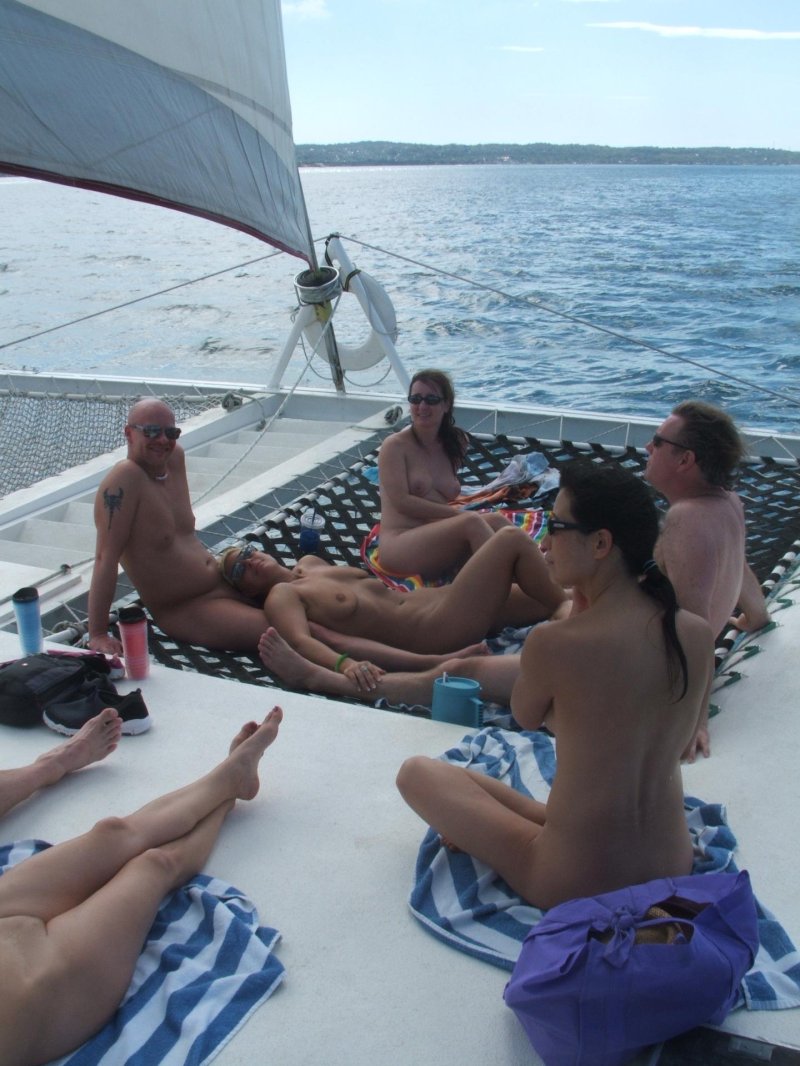 The catamaran is sailing