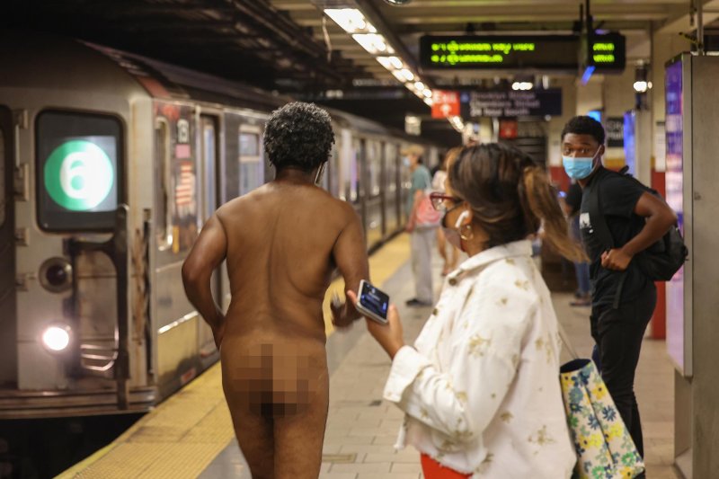 Nude subway walk