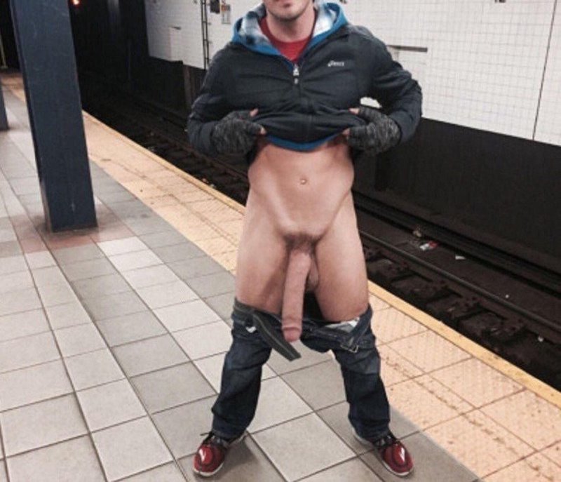 Naked men in the subway without panties