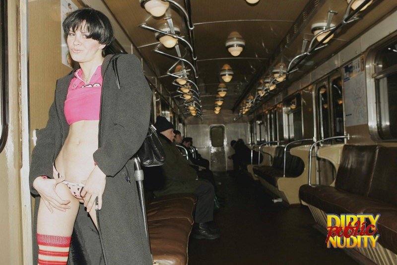 Girls without panties in transport