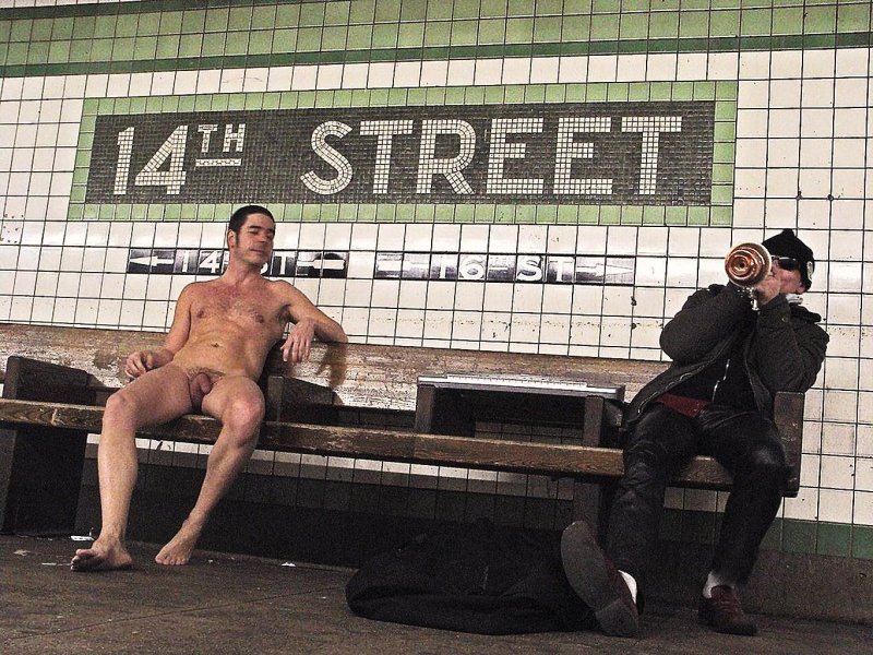In the subway without pants