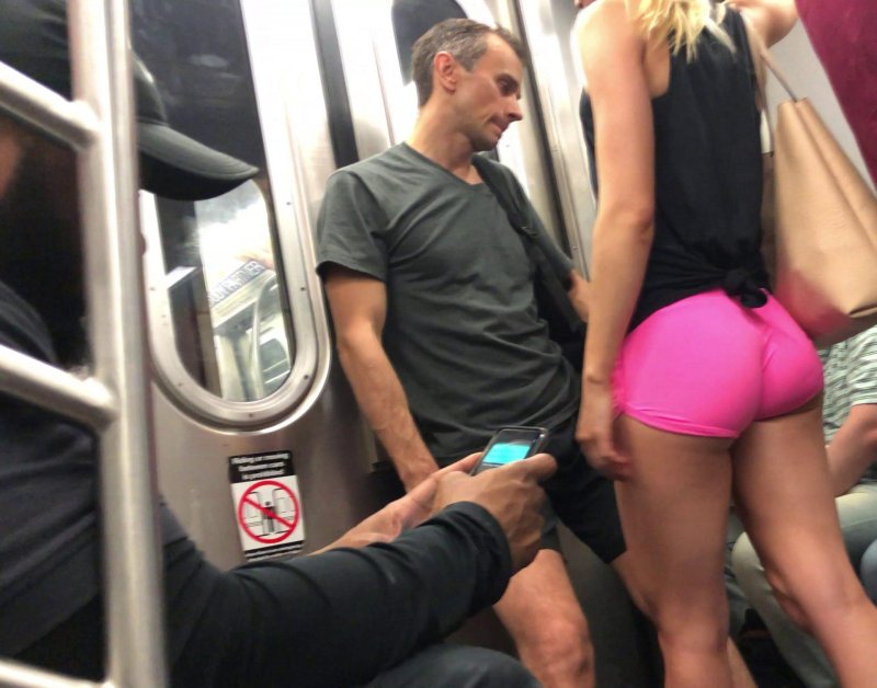 Without panties in the subway
