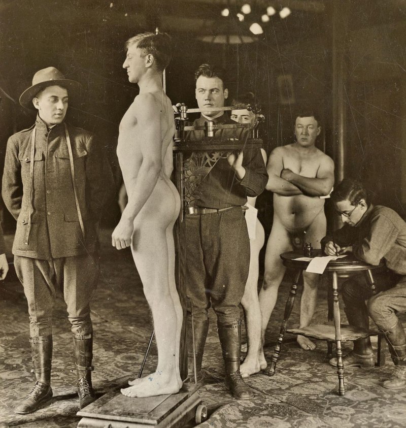 Vintage naked german soldiers war medical exam