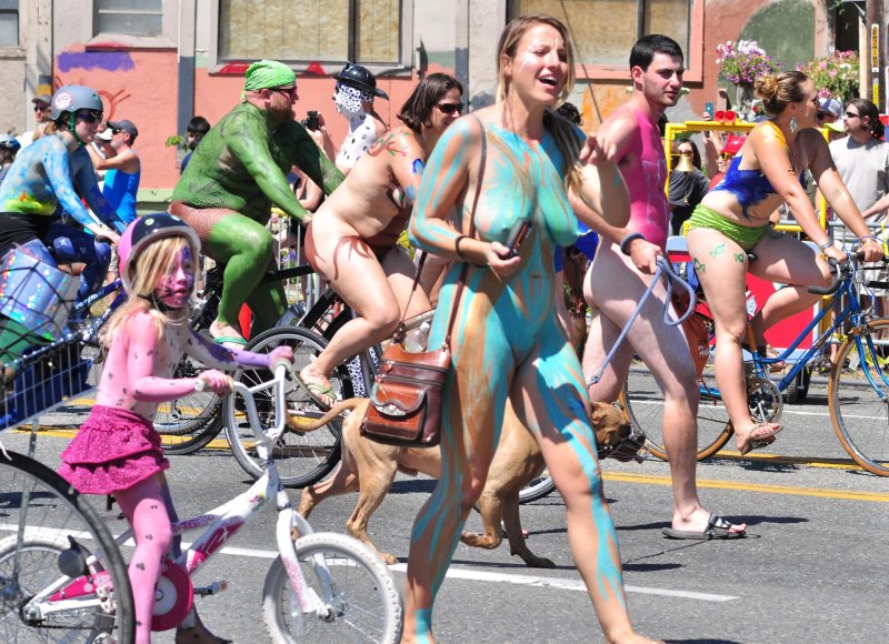Festival parade of naked women