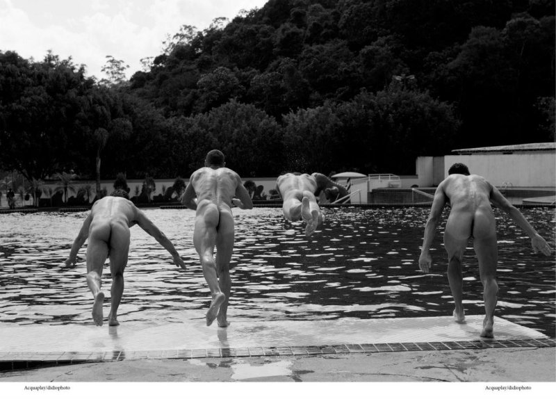 Retro swimming naked