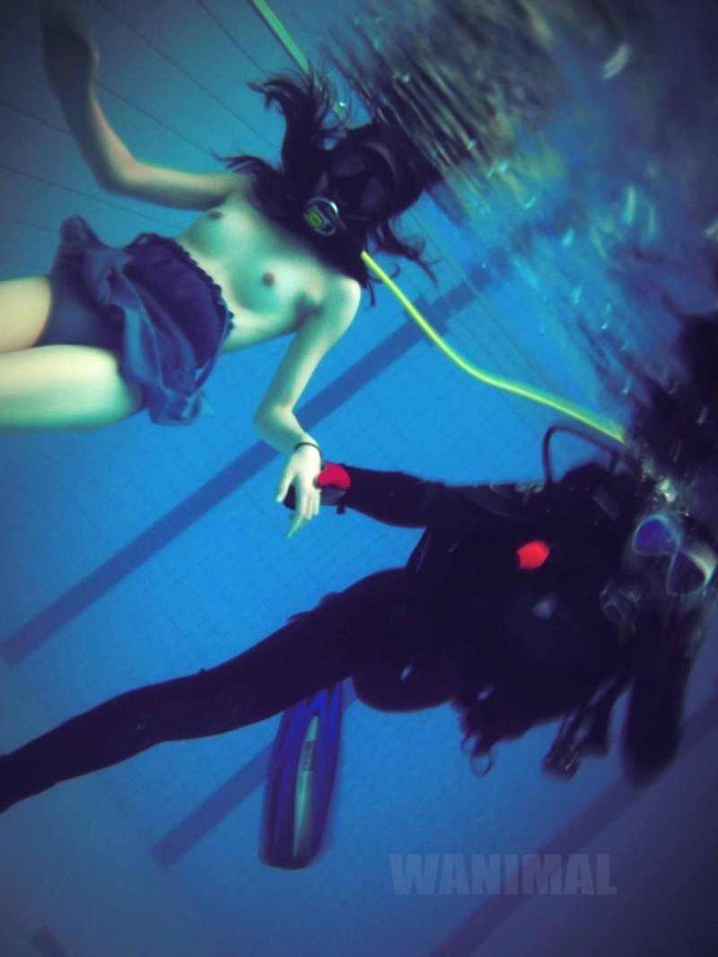 Swimming with scuba gear