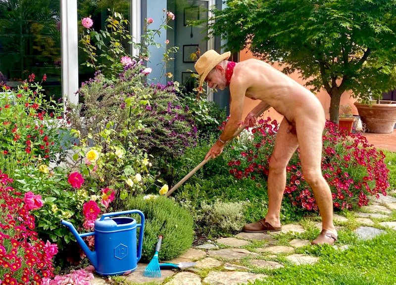 Gardener in the garden