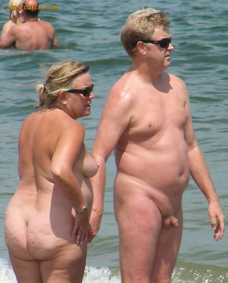 Full men on the beach