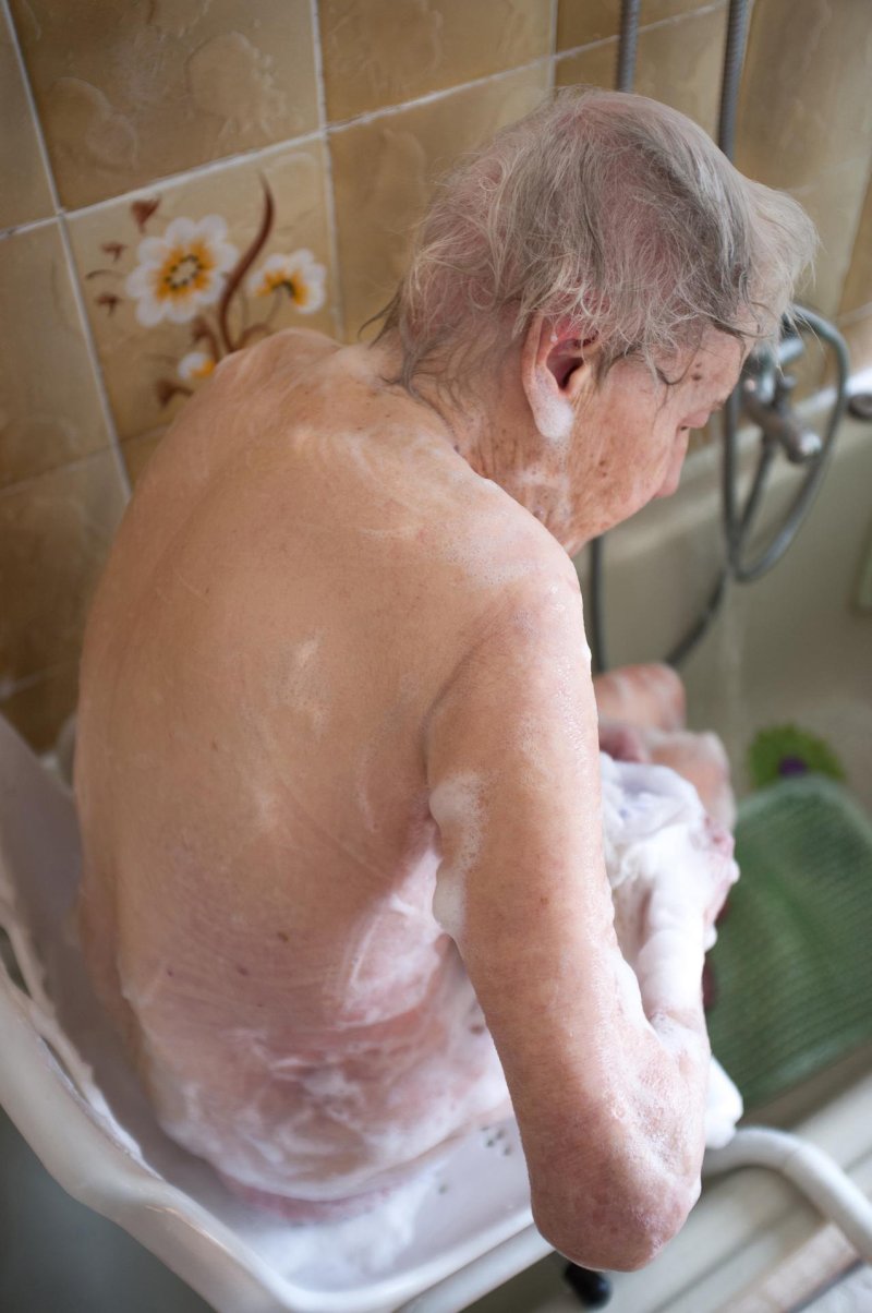 Grandmother in the bathroom