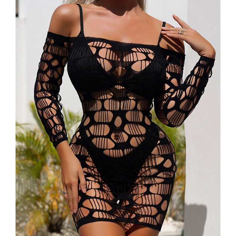 Erotic mini dress in a net