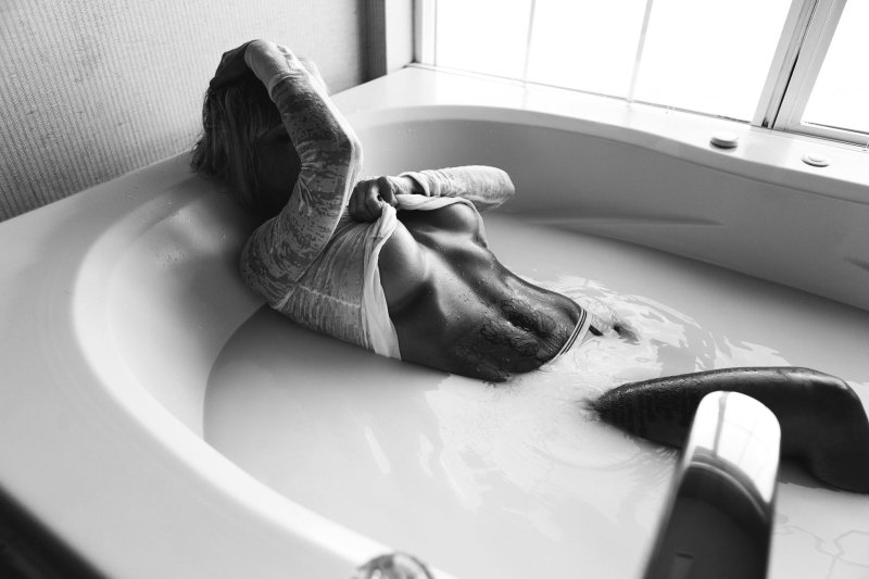 Photoset in the bathroom