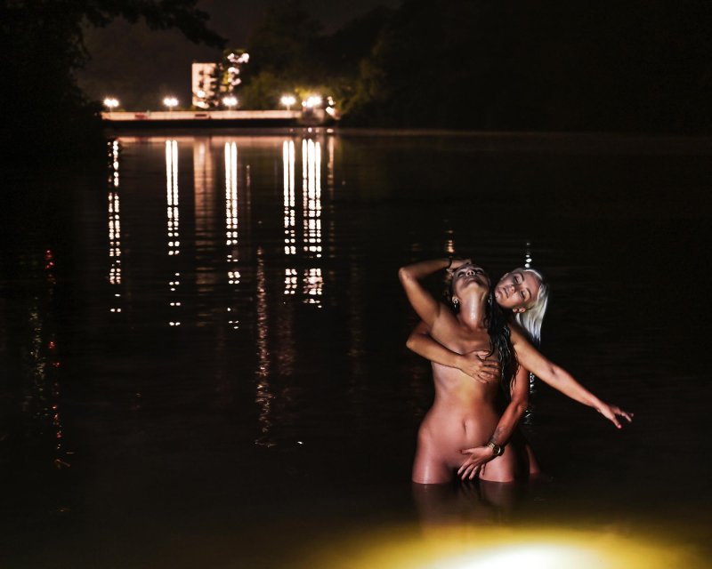 Night bathing naked