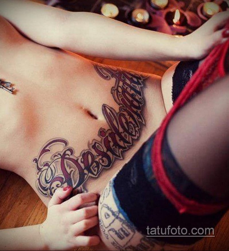 Tattoo on the stomach of girls