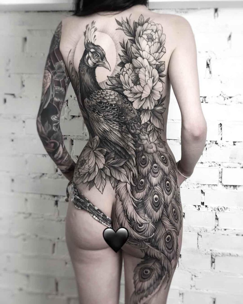 Sketches of the tattoo on back women