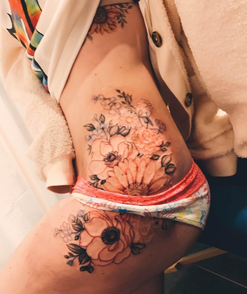 Tattoo with peonies