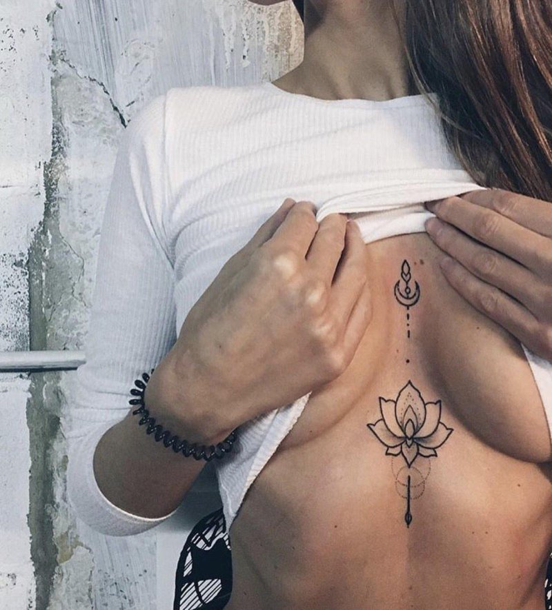 Tattoos between breasts for girls