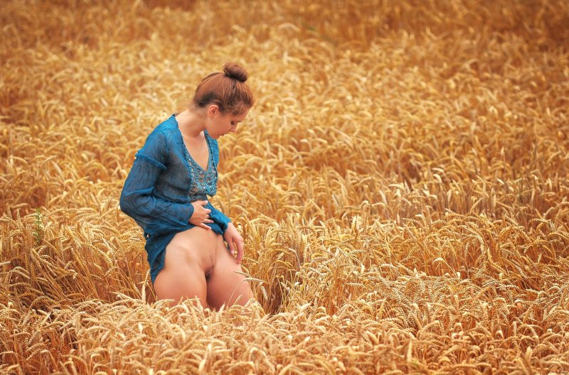 Photoshoot in a wheat field