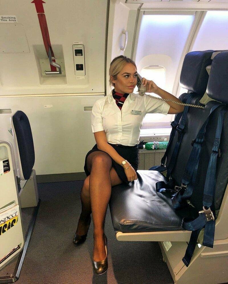 Stewardess in stockings