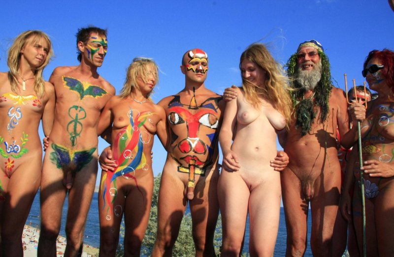 Feast of naked nudists