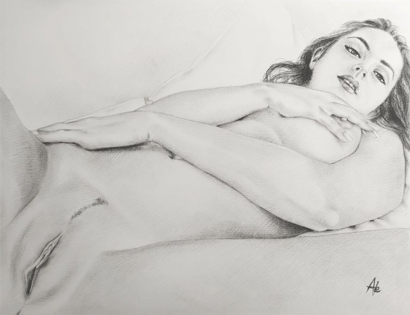 Drawing of a naked woman