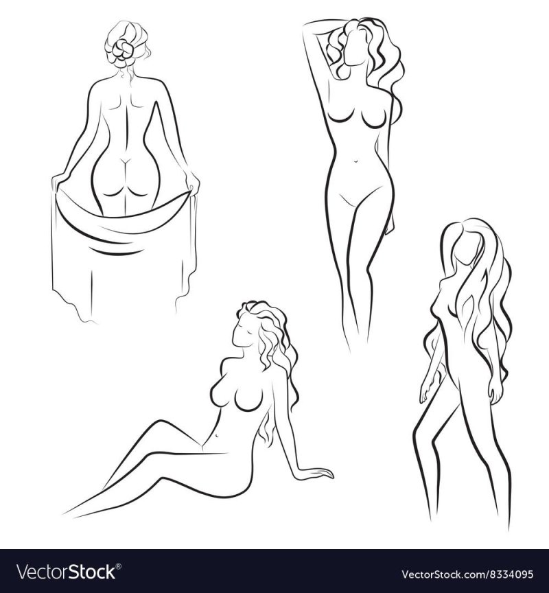 Drawings with a pencil of girls in the style nude