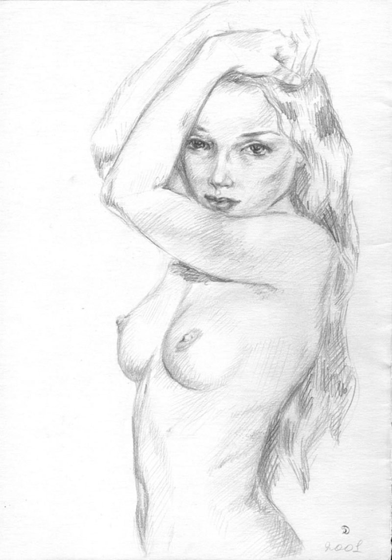 Naked girls drawings with a pencil